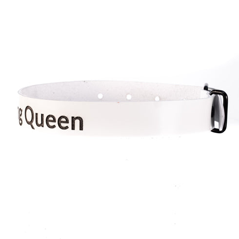 SiaLinda: YOU Albina Lackleder Halsband weiss, individuelle Gravur, personalisiert, ohne O - Ring - SiaLinda.com